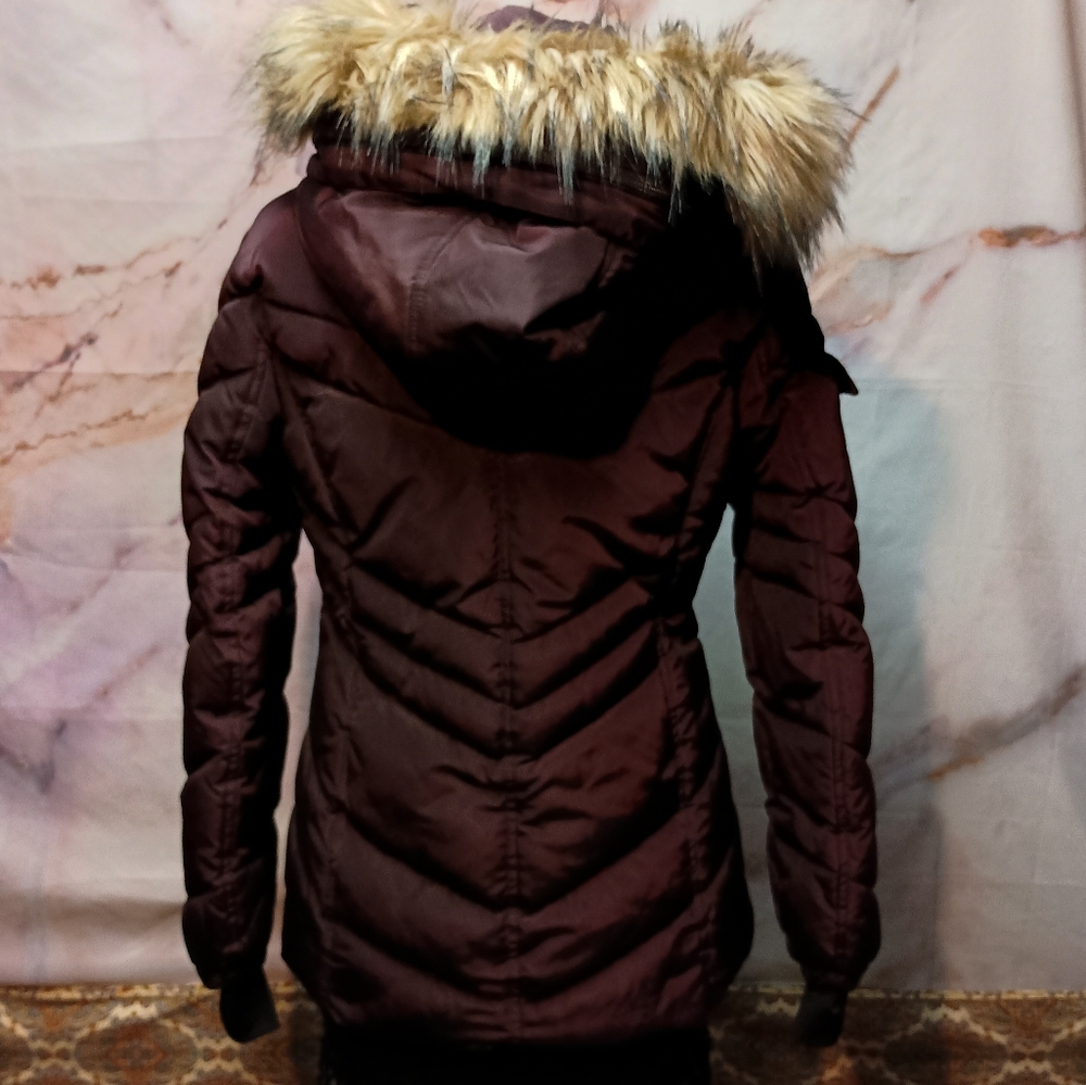 Madden‎ Girl Purple Puffer Coat With Fur Hood - Picture 7 of 11